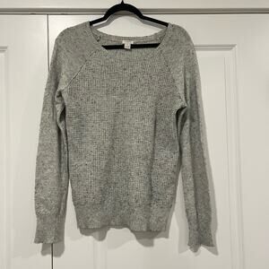 J Crew Women's Long Sleeve Grey Crewneck Knit‎ Sweater Merino Wool Size M